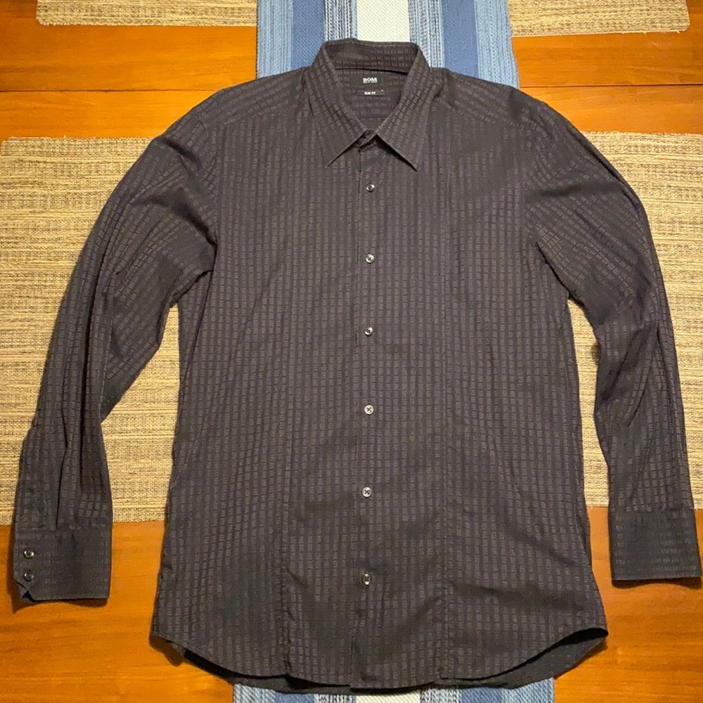 Navy Hugo Boss long sleeve dress shirt excellent used condition